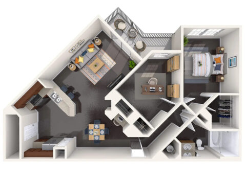 Two Bedroom One Bath floor plan