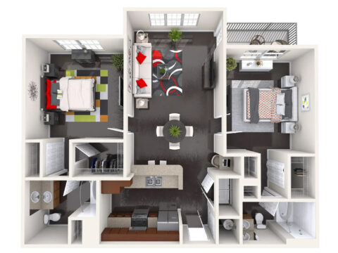 Deluxe two bedroom floor plan