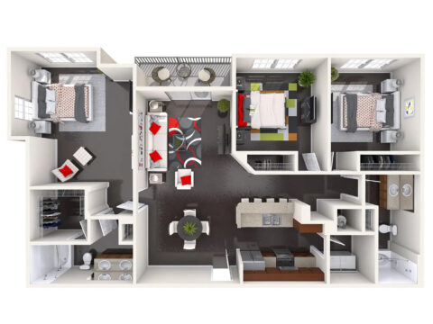 Three bedroom floor plan