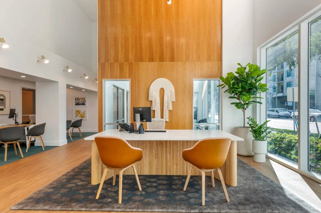 Leasing office property employees desks